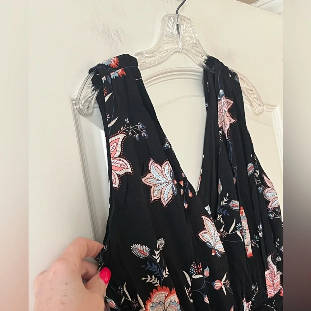 Wishlist Apparel Floral Black and Pink Women's Mid Calf Dress Size Medium - Picture 6 of 16